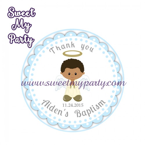 Boy Baptism stickers,Boy Christening thank you tags,(6)